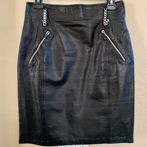 MOSCHINO Authentic 100% Leather Black Pencil Skirt WORN TWICE